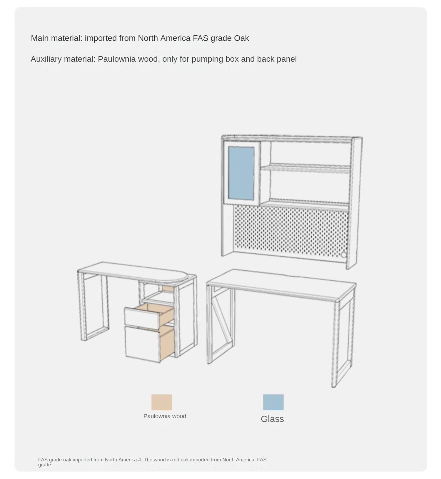 Oak solid Wood Bookshelf Integrated Corner Folding Desk