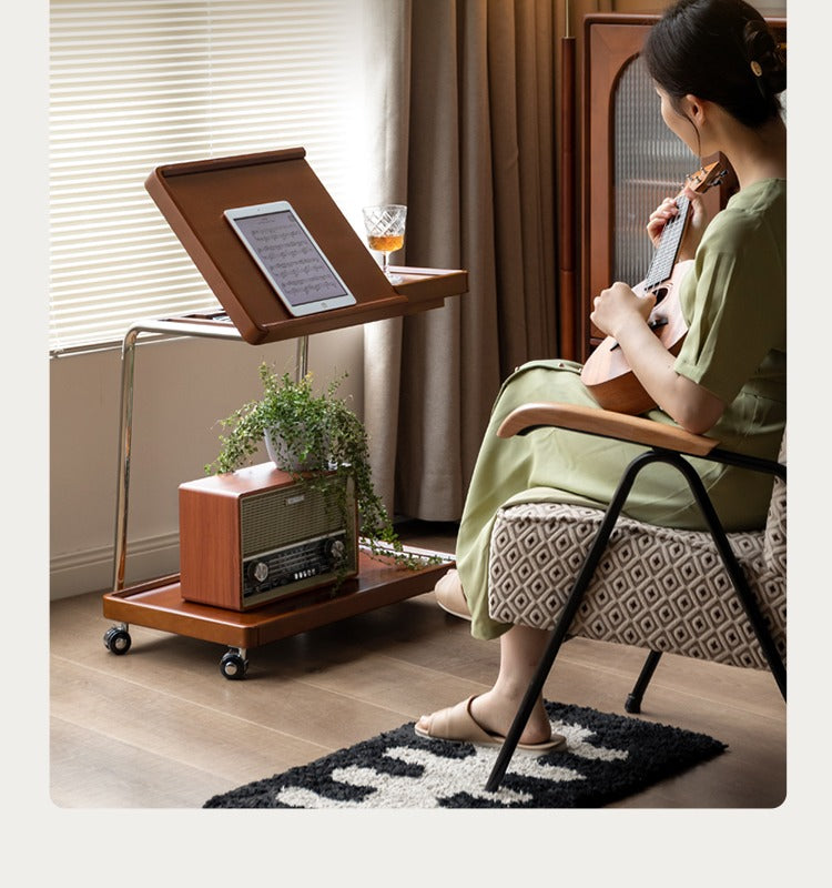 Poplar Solid Wood Bedside Mobile Side Table