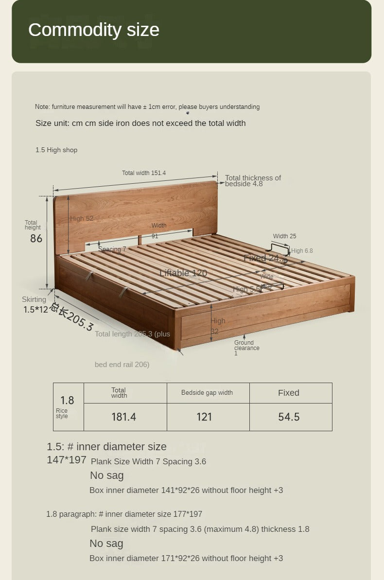 Cherry Solid Wood Box Bed <