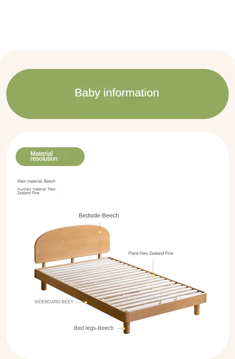 Beech Solid Wood Modern Children's Single Bed