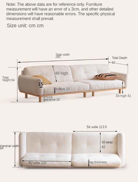 Fabric Lambskin White Sofa