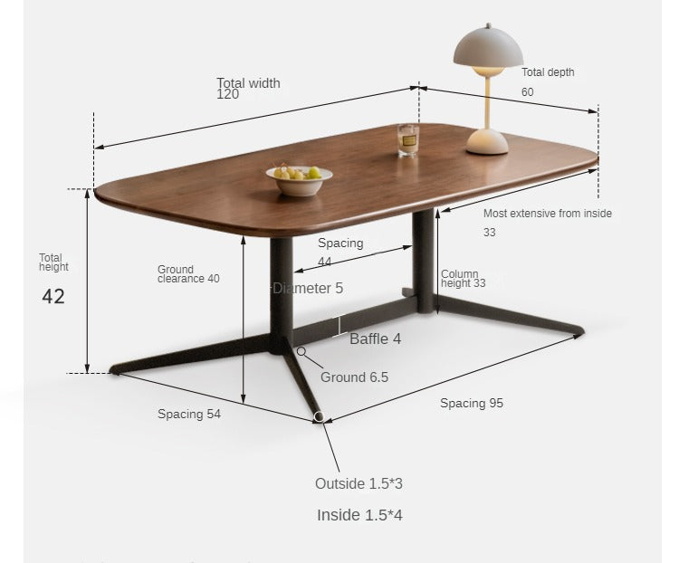 Black walnut solid wood modern iron high foot coffee table