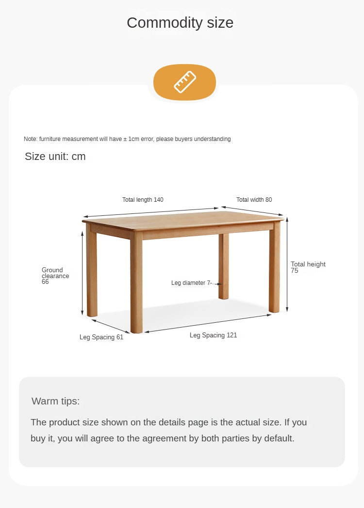 Beech solid wood modern simple dining table