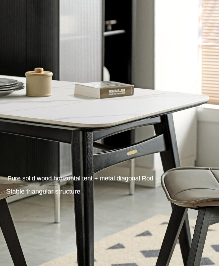 Solid Oak wood slate luxury dining table"
