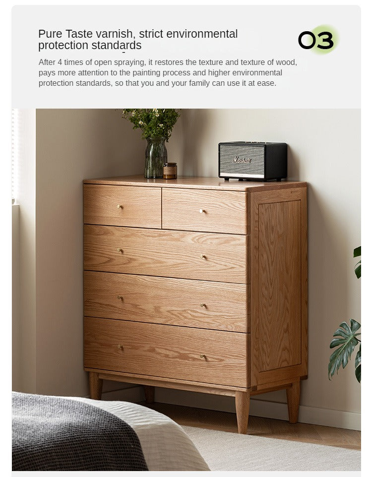 Oak solid wood chest of drawers bedroom "