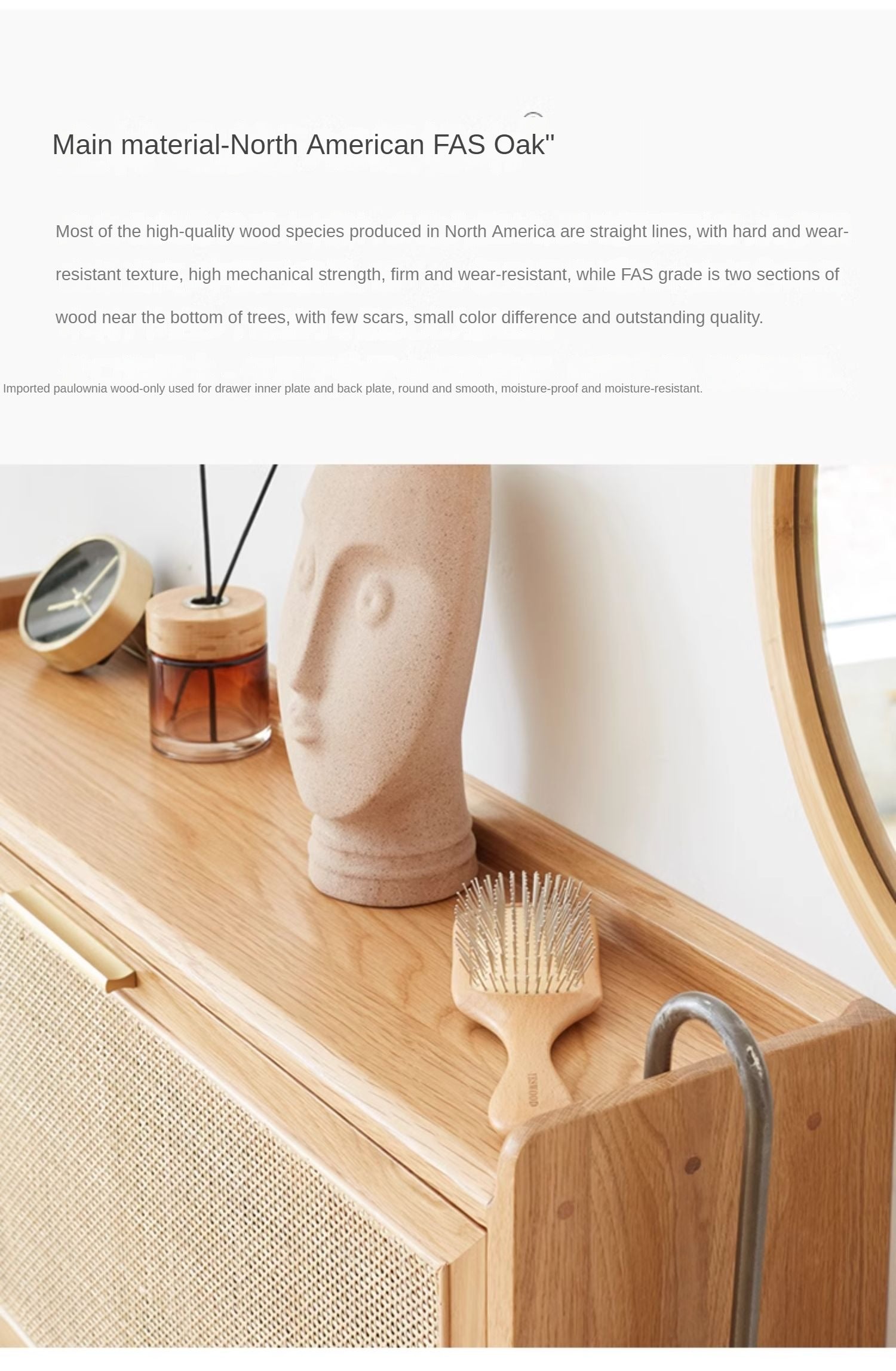 Oak solid wood Ultra-thin flap door rattan shoe cabinet