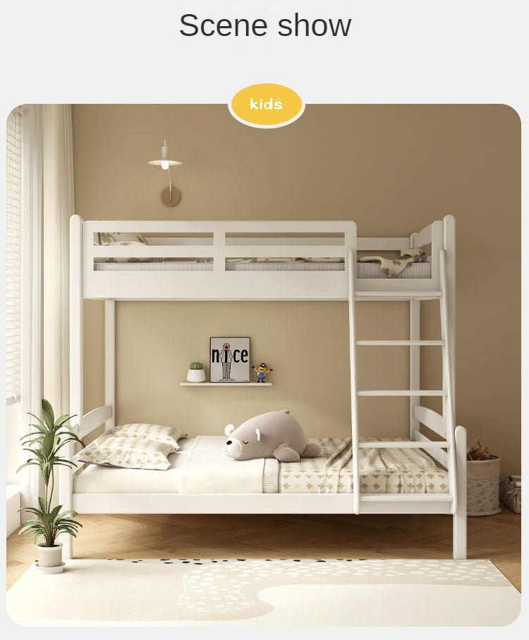 Beech, Birch solid wood children's bunk bed white detachable bed.