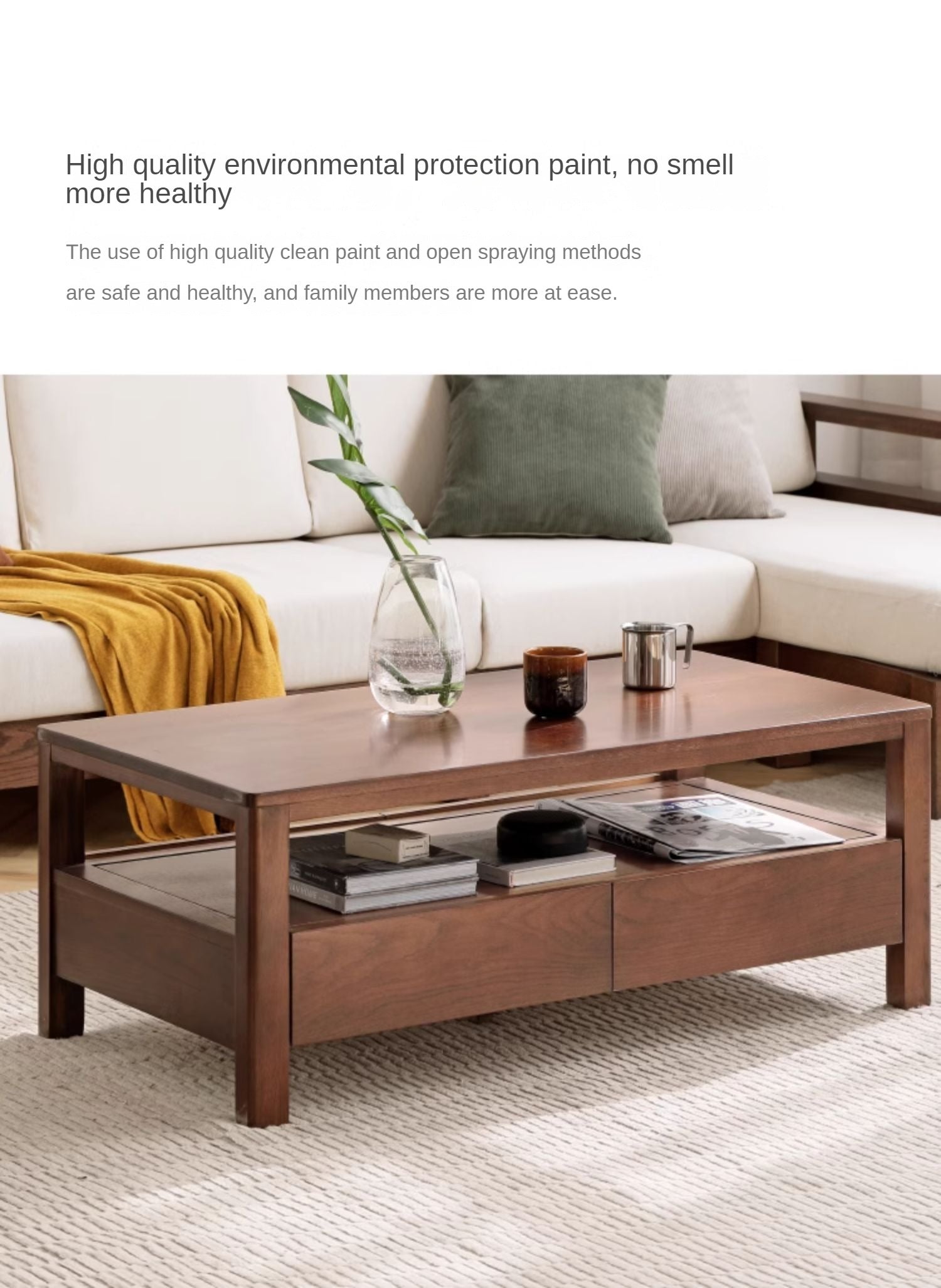 Oak solid wood Nordic minimalist modern coffee table