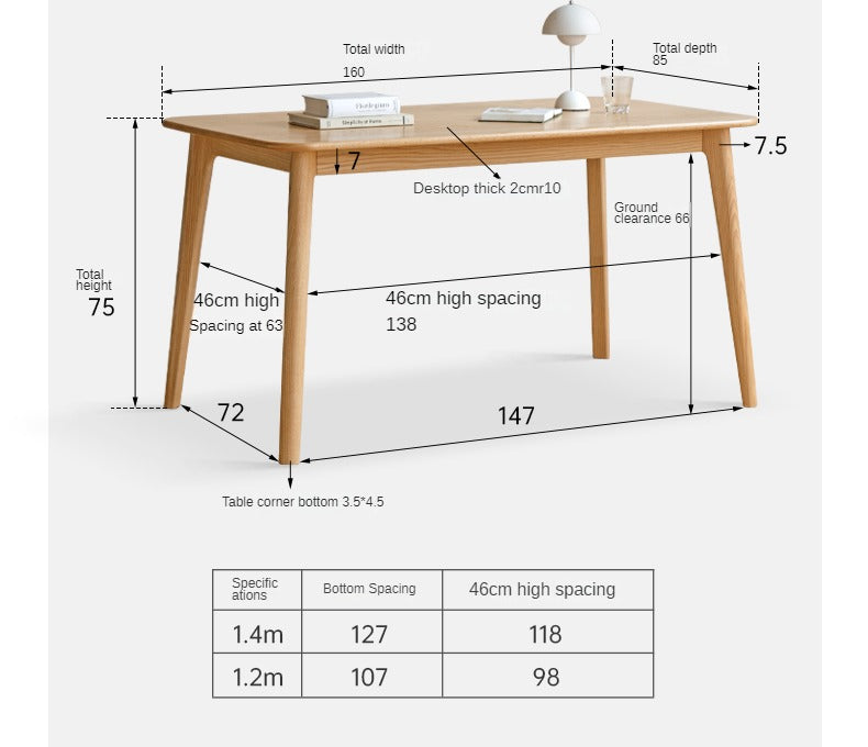 Oak solid wood modern wall-reliable rectangular dining table