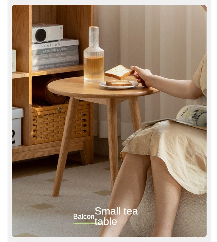 Oak Solid Wood Round Tea Table -