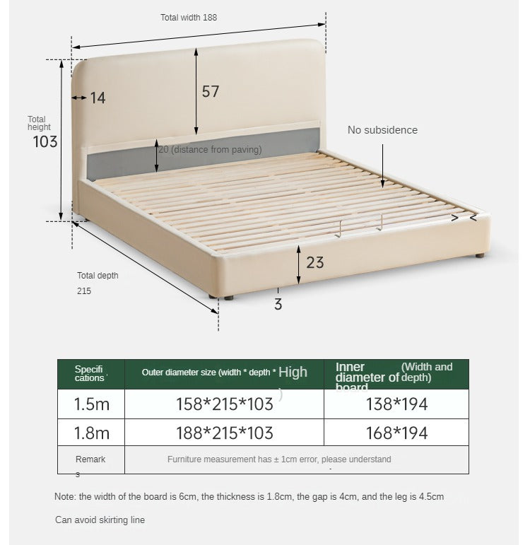 Floor-standing soft bed Cream Style Technology Cloth<