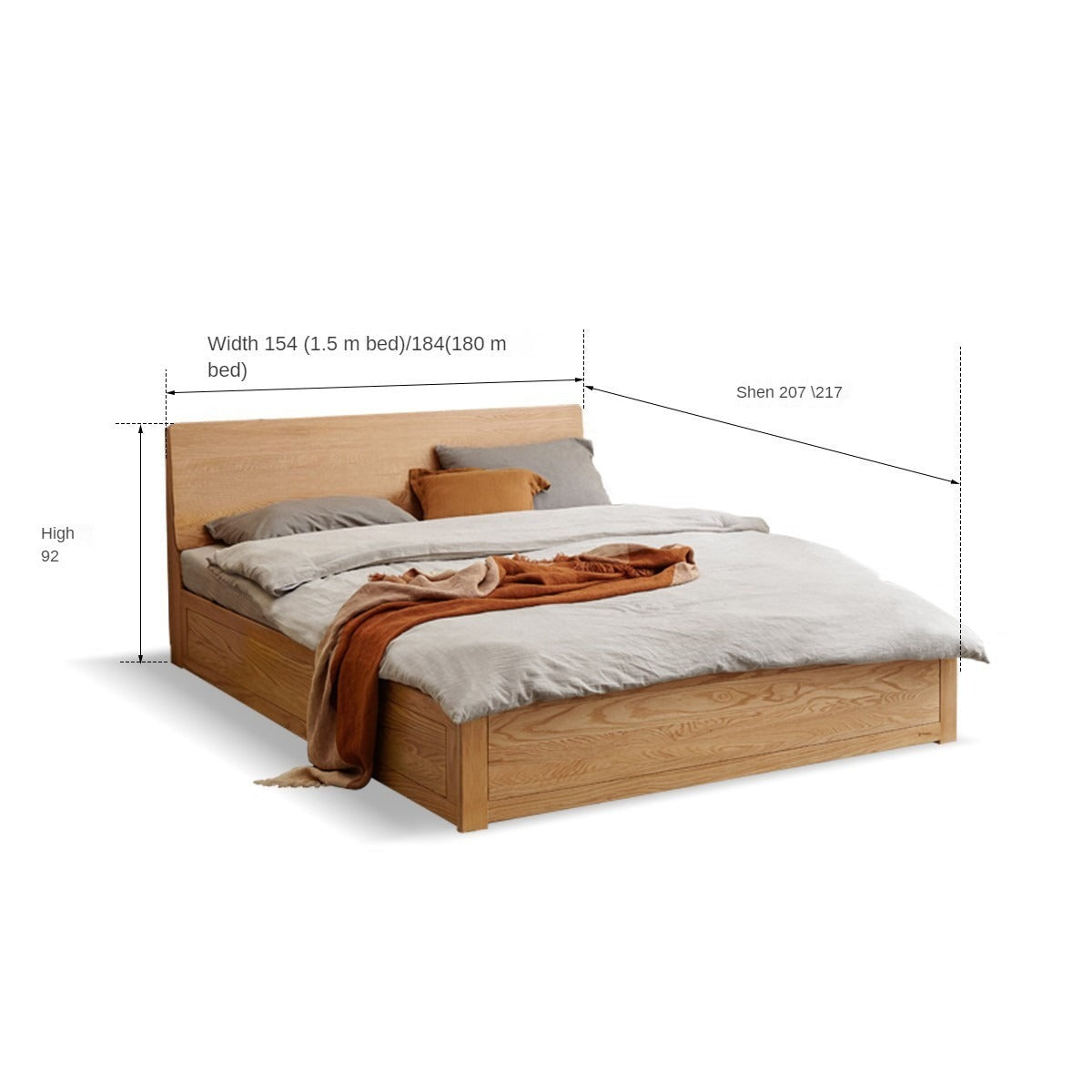 Oak Solid Wood Box Bed "