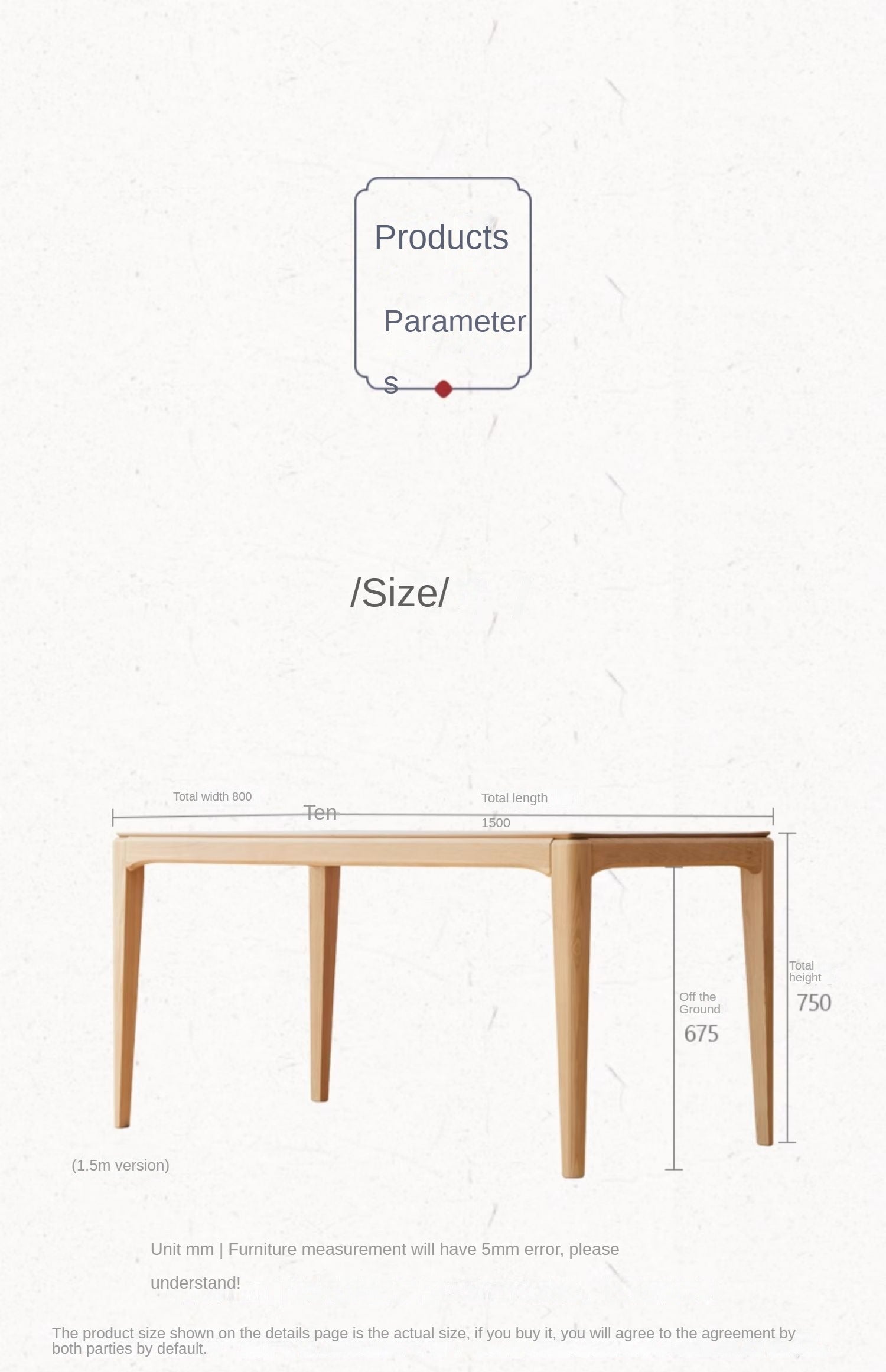 Ash Solid Wood Rectangular Modern Dining Table