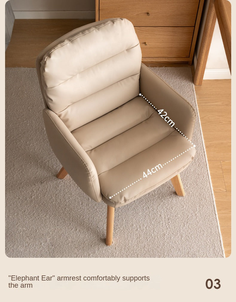 Beech Solid Wood Leather Soft Backrest Chair