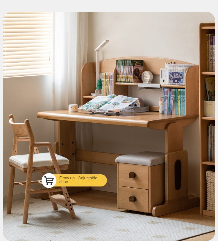 Beech Solid Wood Children's Liftable Study Table