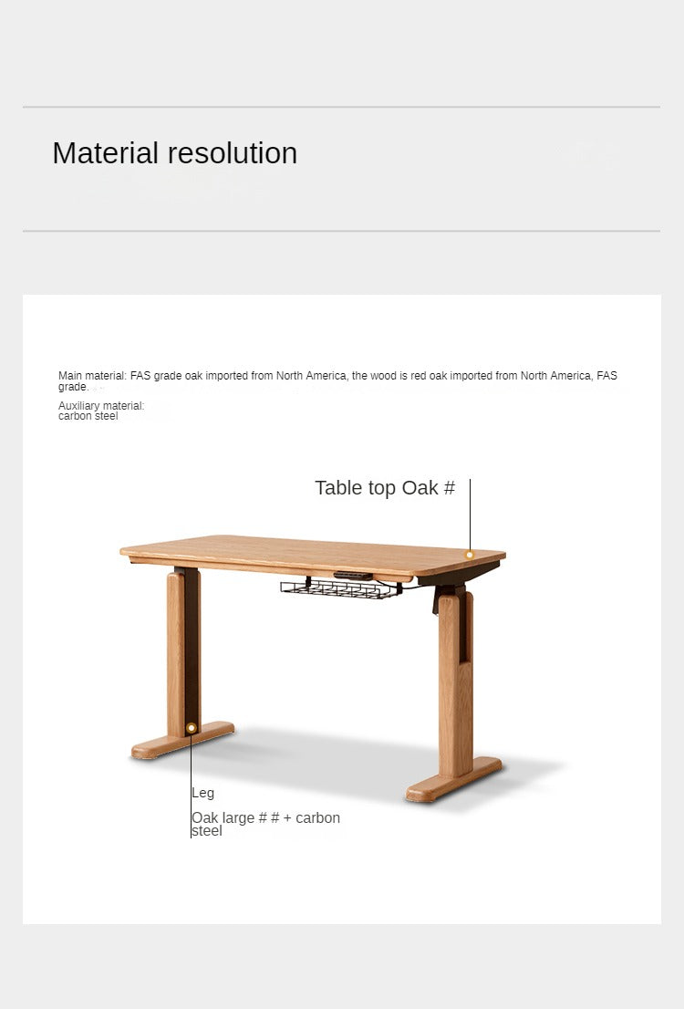 Oak Solid Wood Motor Electric Lift Table