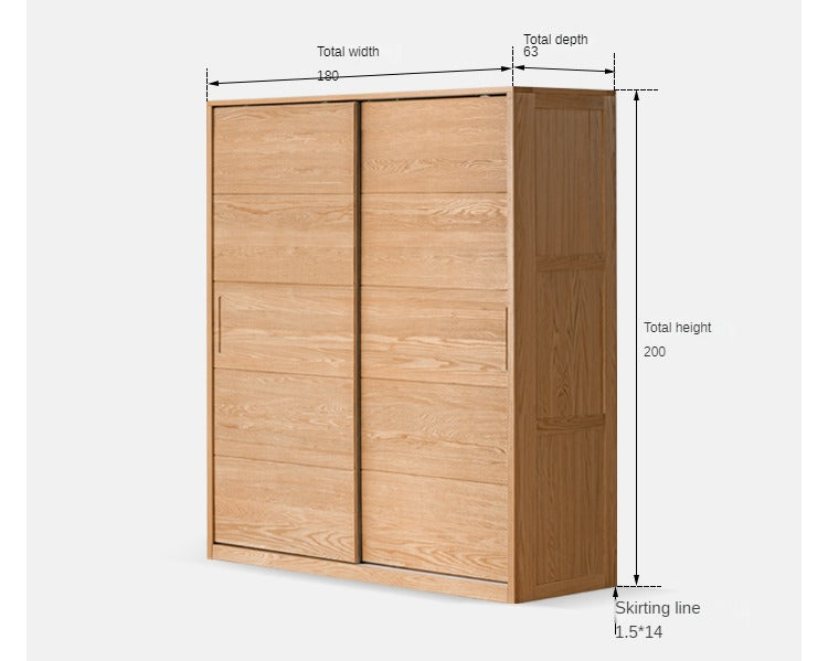 Oak solid wood sliding door wardrobe