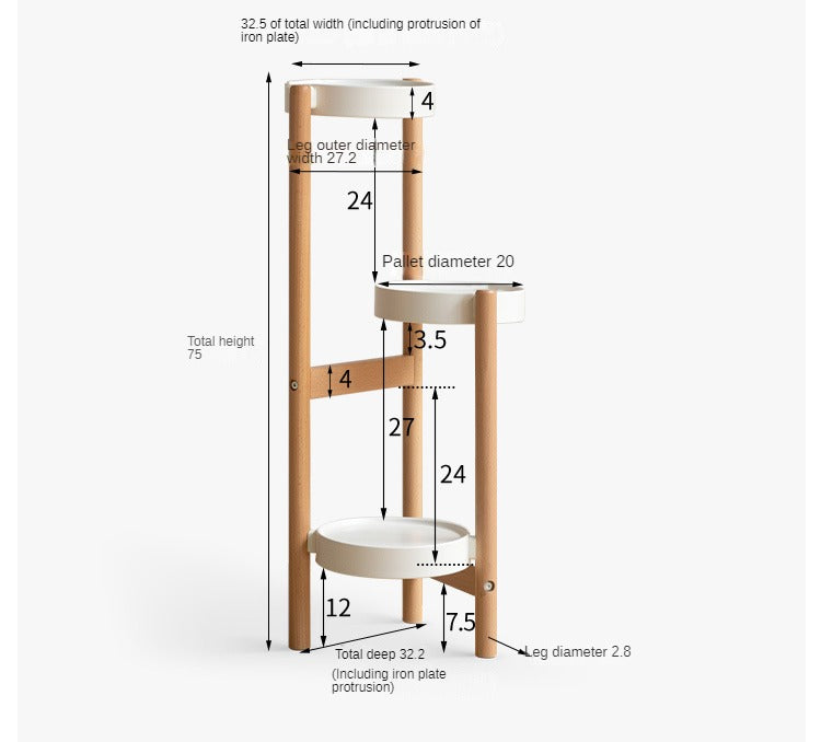 Beech Solid Wood Floor Simplified Multi layered Flower Rack