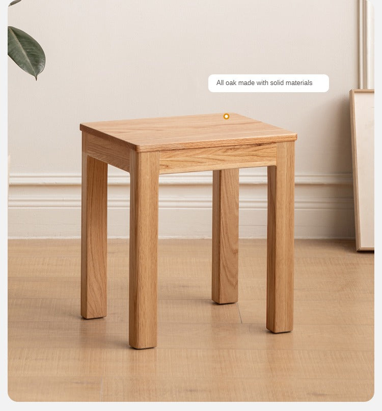 4 pcs set Oak Solid Wood Nordic Square Stool