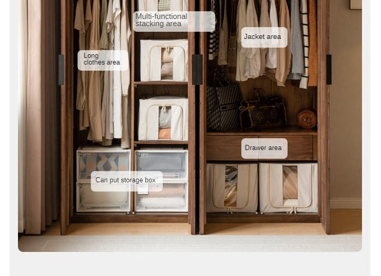 Black Walnut Solid Woo Wardrobe Combination: