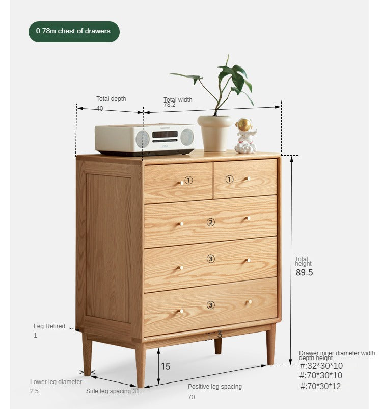 Oak solid wood Chest of drawers: