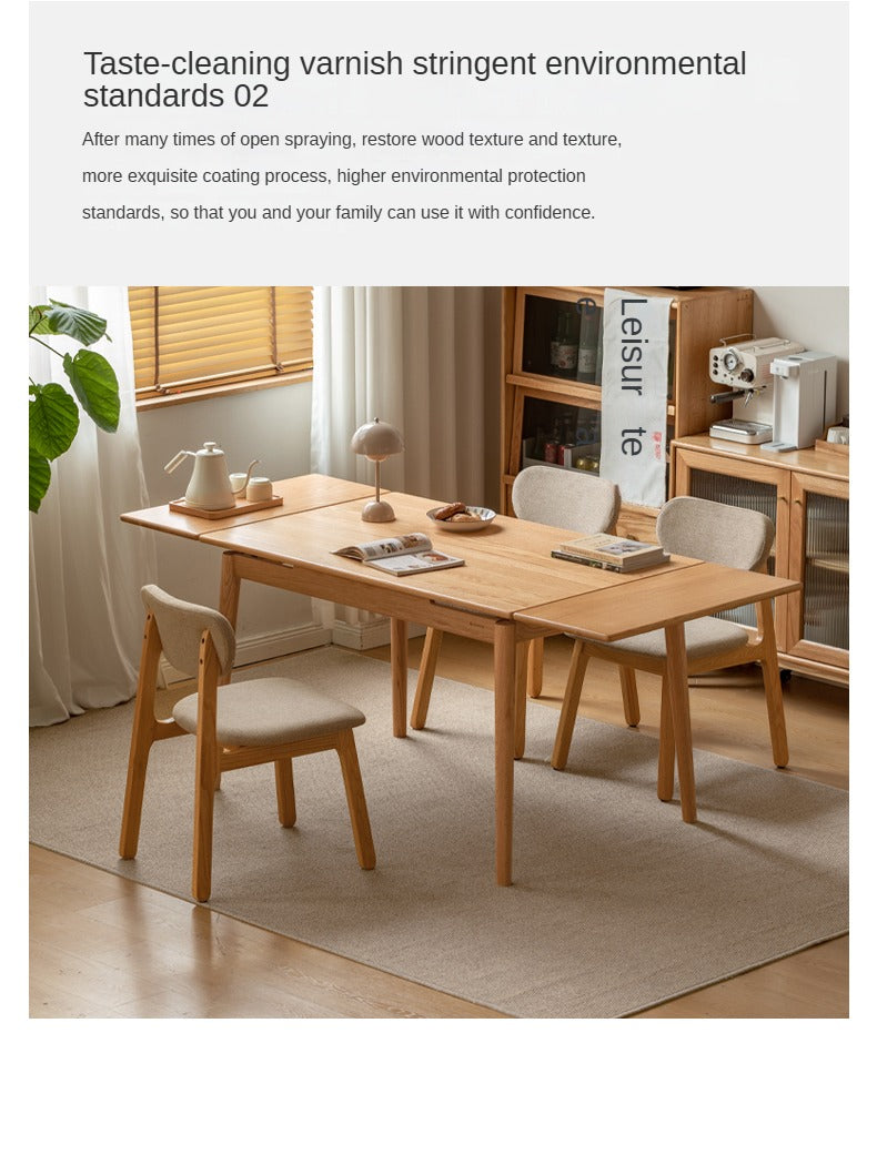 Oak Solid Wood Retractable Dining Table Large Tabletop