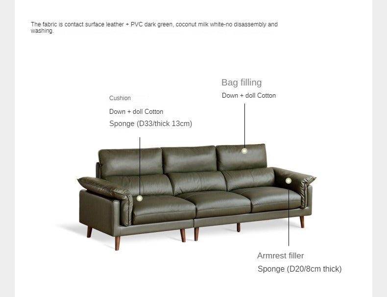 Leather first layer cowhide straight sofa