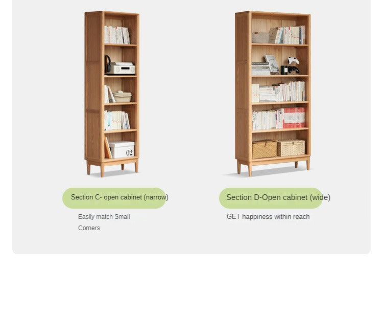 Oak solid wood modern glass door bookcase