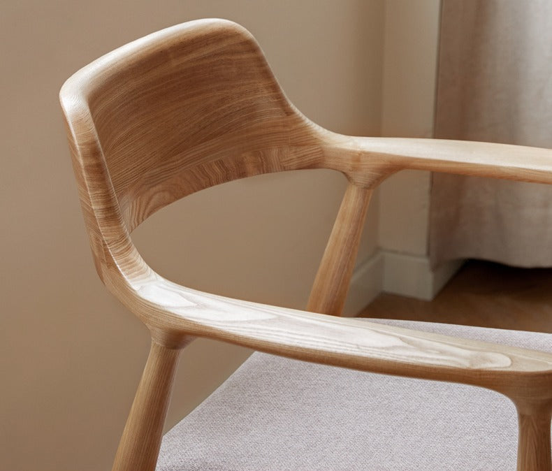 Ash Solid Wood Elegant Armchair: