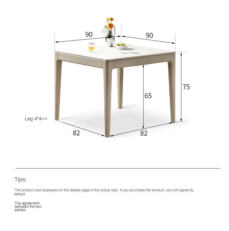 Oak, Poplar Solid Wood Square Rock Plate Dining Table "