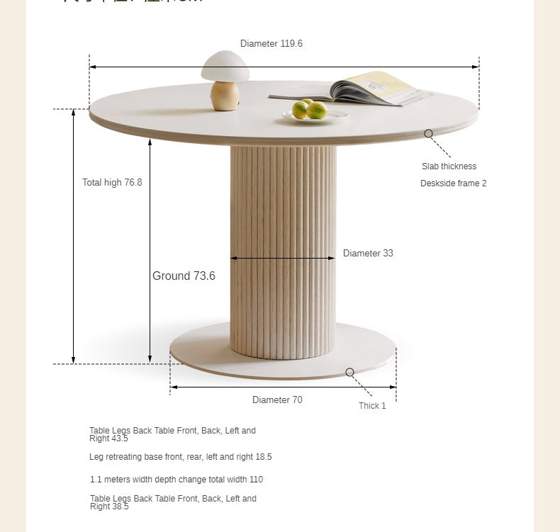 Oak Solid Wood French Cream Style Rock Plate Dining Table