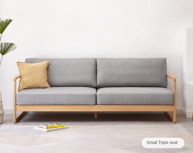 Beech solid wood new style straight fabric sofa)