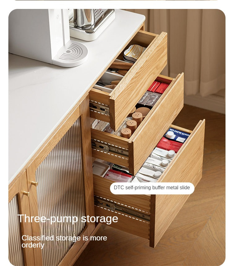 Oak solid wood rock plate capacity high storage cabinet,