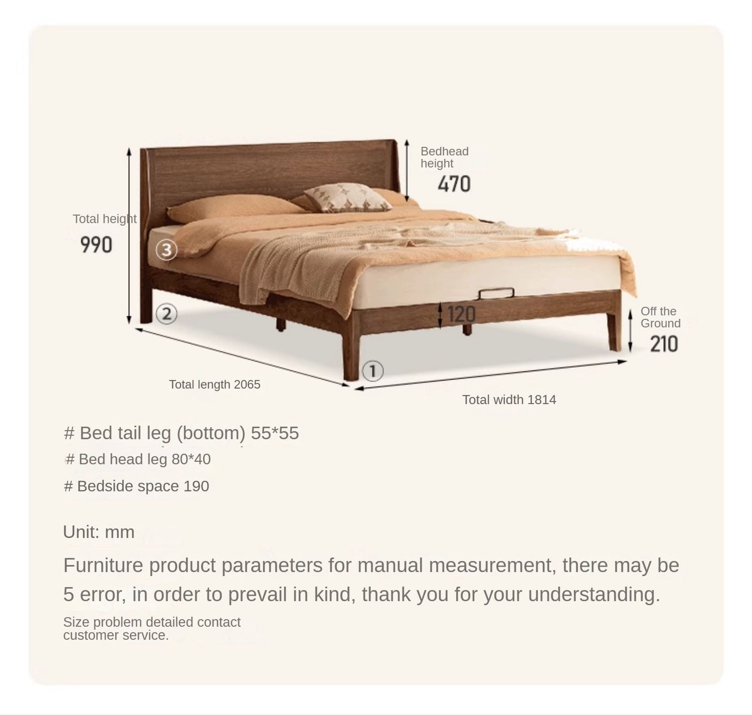 North American Black Walnut Solid Wood Large Bed