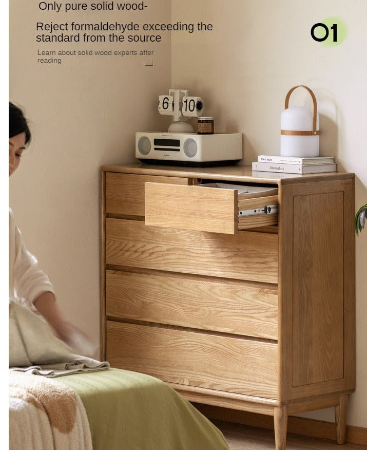 Ash Solid Wood chest of drawers Storage Drawer Cabinet"