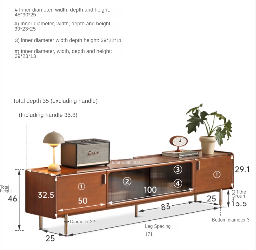 Poplar Solid Wood Retro High Locker TV Cabinet