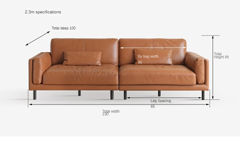 Leather Italian minimalist sofa