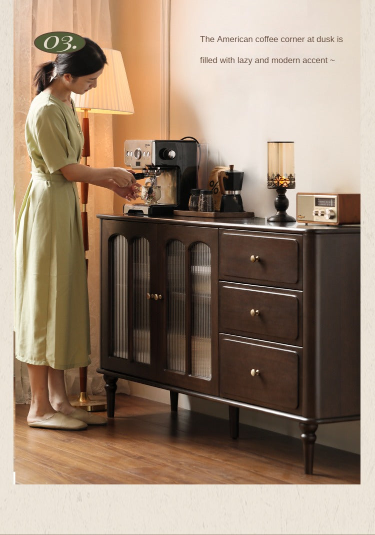 Poplar Solid Wood American Retro Dining Sideboard