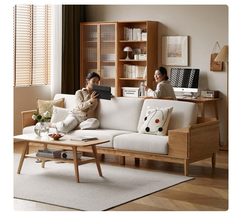 Oak Solid Wood saving space functional Storage Sofa"