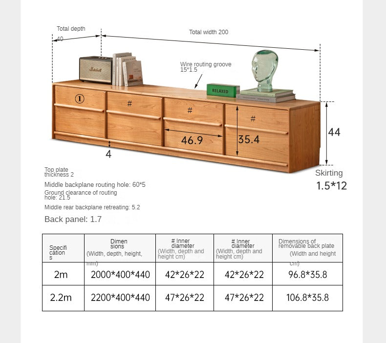 Сherry solid wood modern floor storage locker TV cabinet