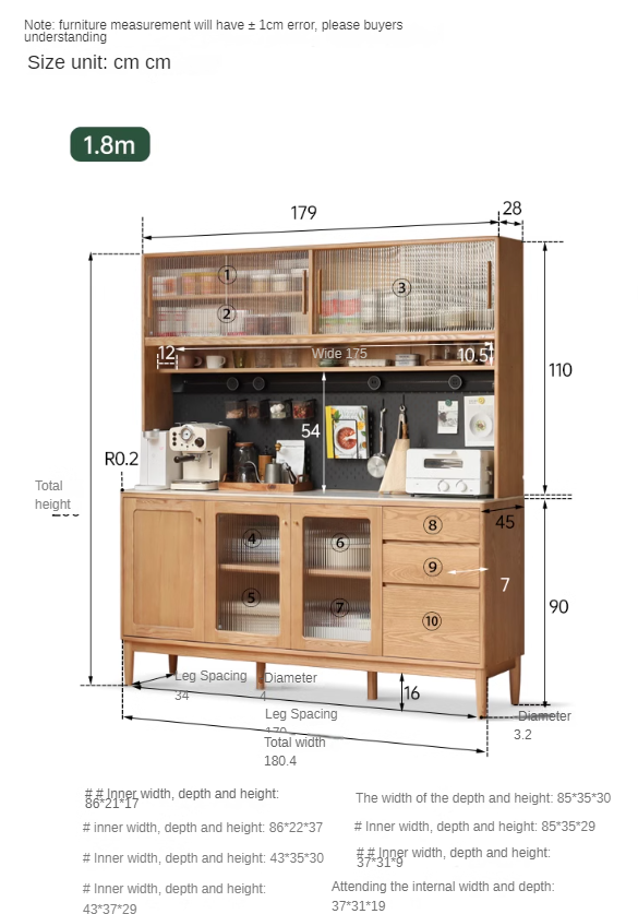 Ash Solid Wood Rock Board Dining Sideboard