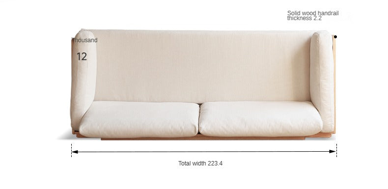 Oak solid wood Sofa Bed Folding white goose feather cushions: