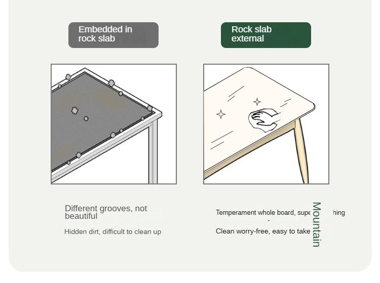 Oak solid wood Dining Table with rock slab surface