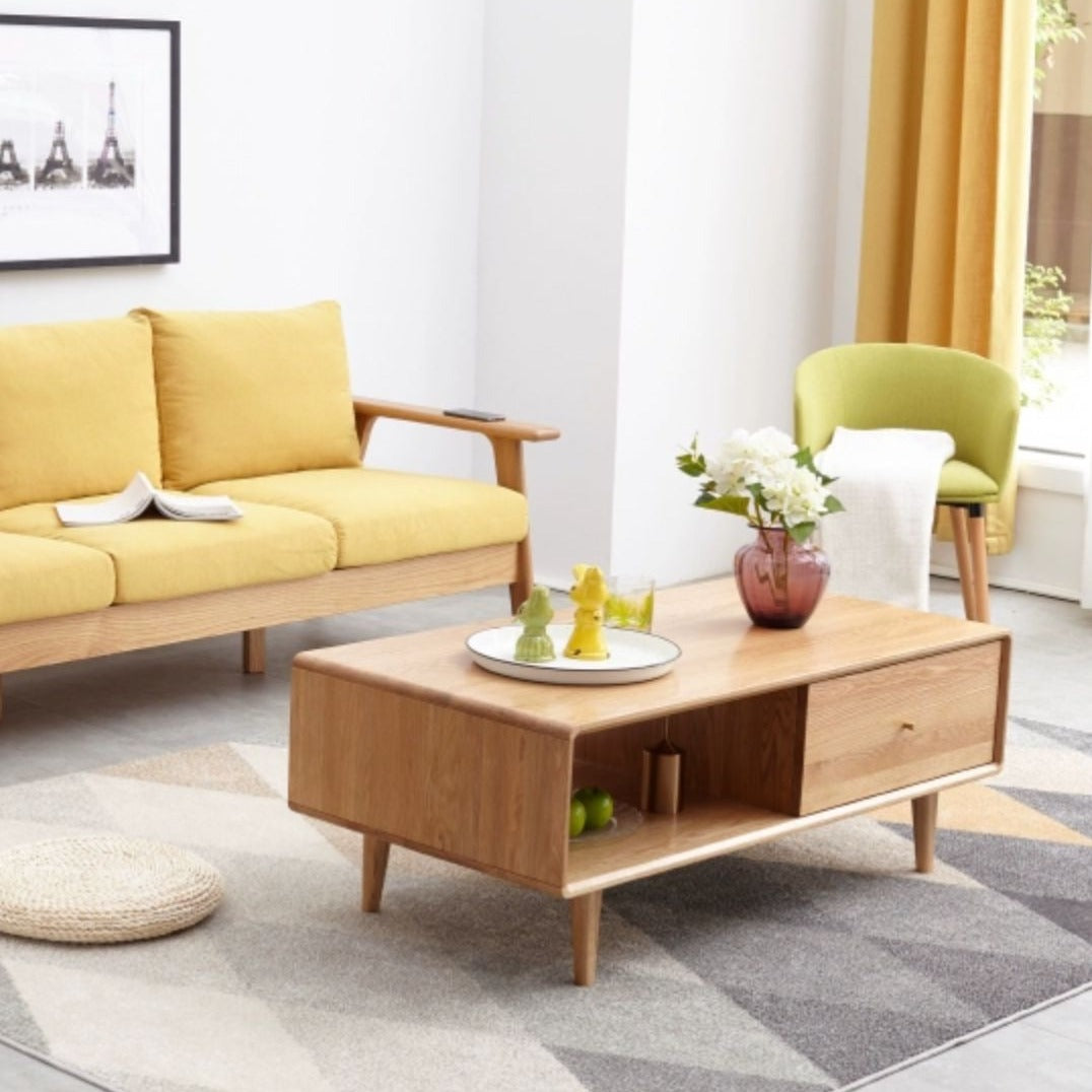 Oak solid wood multi-functional coffee table modern"