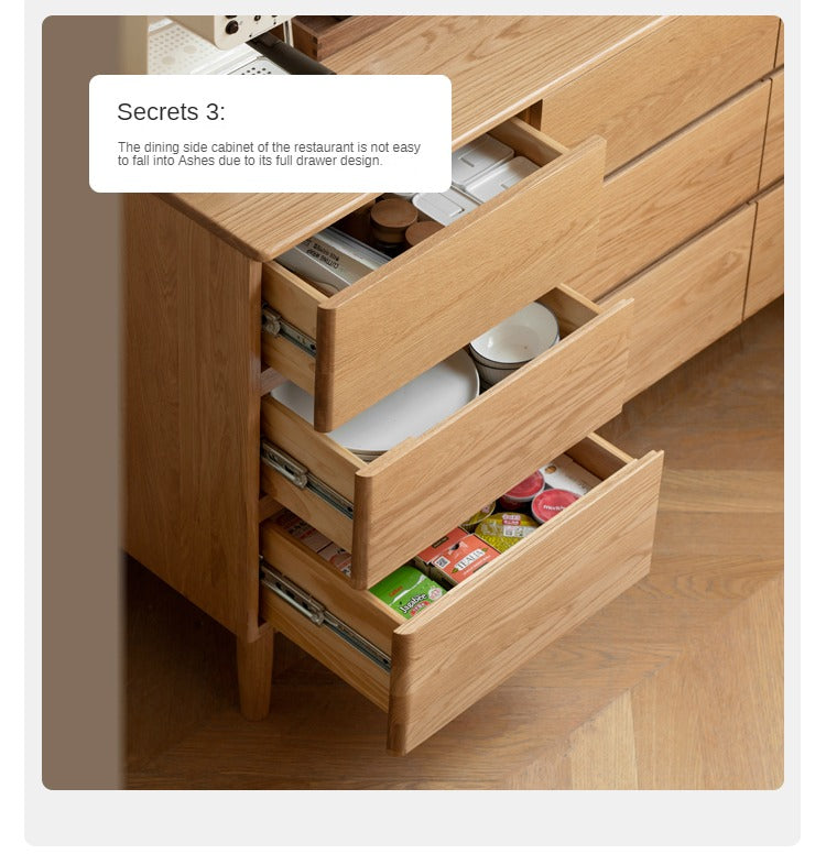 Oak Solid Wood Dresser, Drawer Storage"