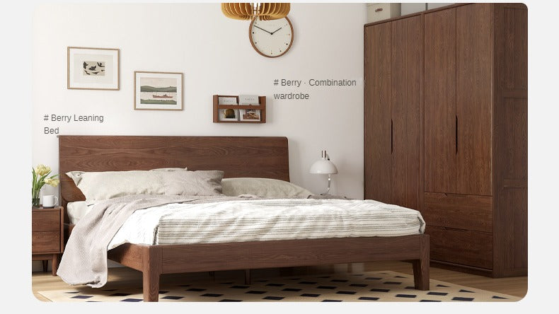 Ash, Oak solid wood bed Nordic modern simple bed