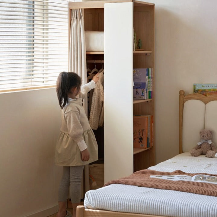 Birch solid wood children's ultra-narrow bedside bookcase integrated wardrobe "
