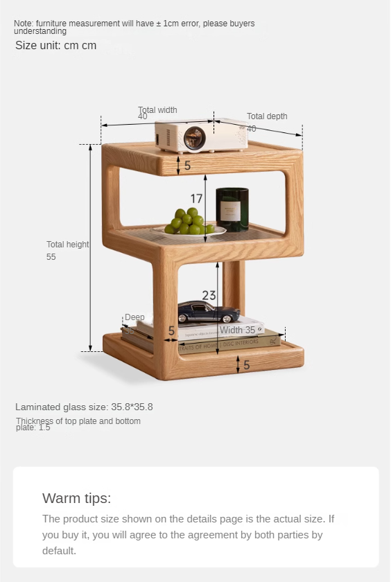 Oak Solid Wood Corner Square Side Table