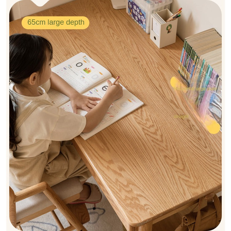 Oak solid wood children's study desk bookshelf integrated "