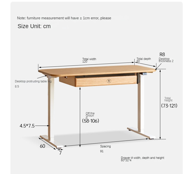 Electric Elevating office desk Oak Solid Wood "